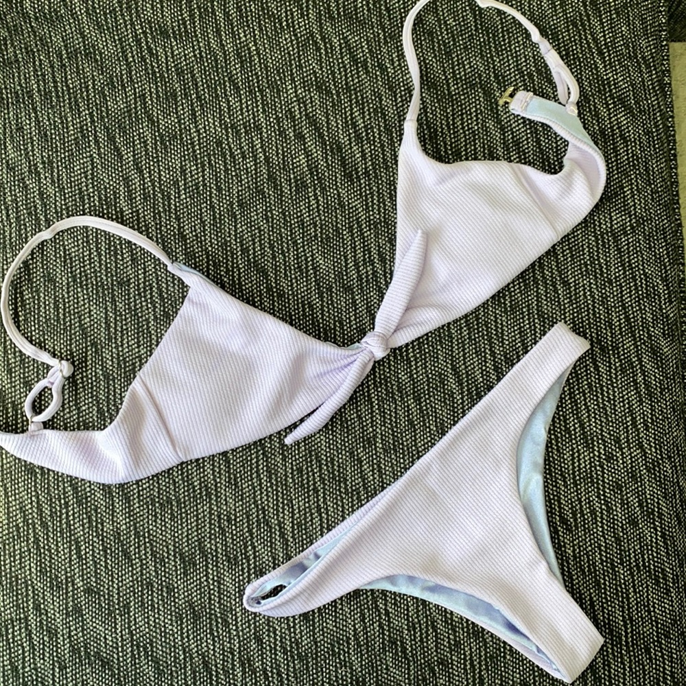 3 piece lavender bikini set